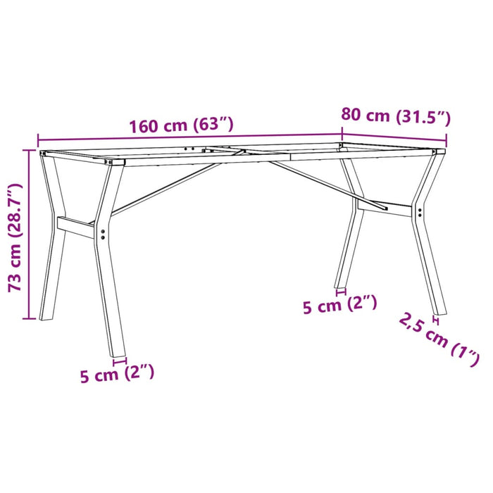 Telaio Gambe a Y per Tavolo da Pranzo 160x80x73 cm in Acciaio 357936
