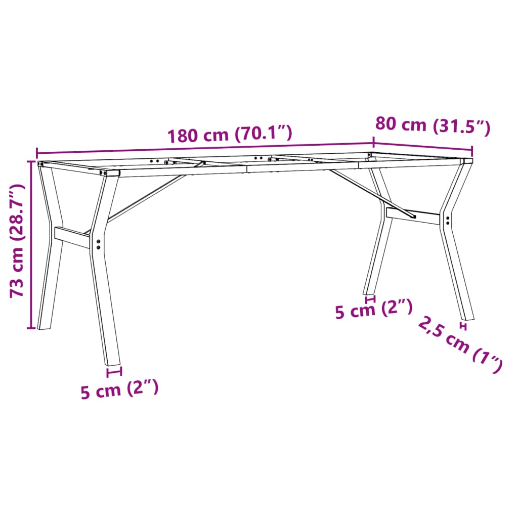 Telaio Gambe a Y per Tavolo da Pranzo 180x80x73 cm in Acciaio 357937
