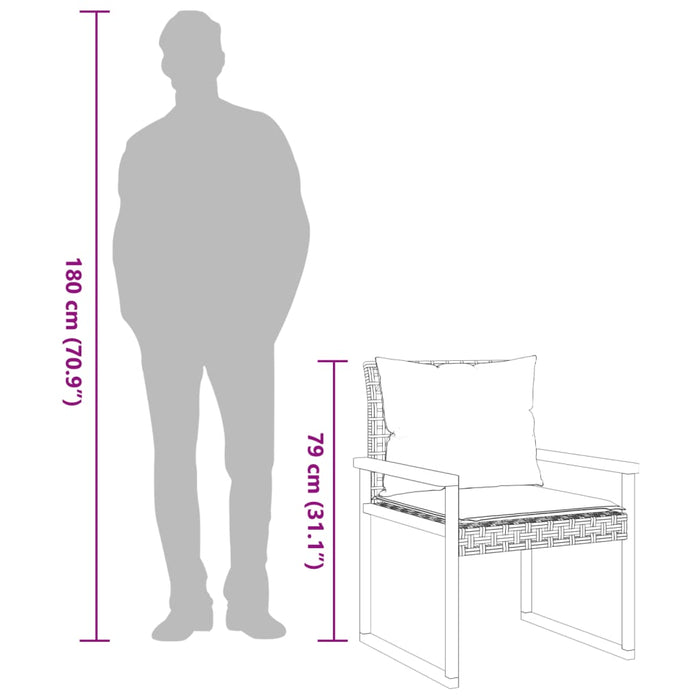 Set da Bistrò 3 pz con Cuscini Beige Misto Polyrattan e Acacia 365861