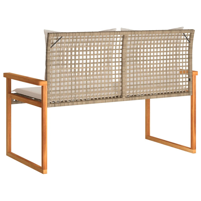 Panca da Giardino con Cuscino Beige Misto Polyrattan e Acacia