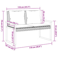 Panca da Giardino con Cuscino Beige Misto Polyrattan e Acacia
