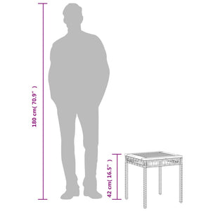 Tavolo Giardino Beige Misto 38x38x42 cm Polyrattan Legno Acacia 365865