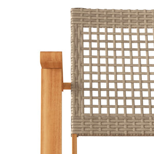 Sedie da Giardino 2pz Beige in Polyrattan e Legno di Acacia 365869