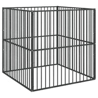 Parco per cani 4 pannelli in acciaio zincato nero 02_0043640
