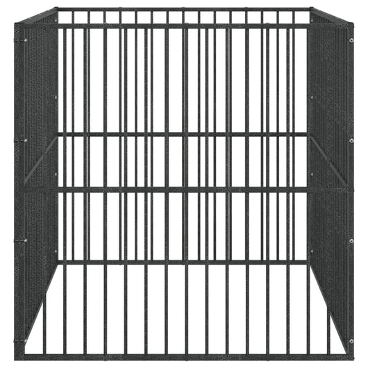 Parco per cani 4 pannelli in acciaio zincato nero 02_0043640