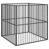 Parco per cani 4 pannelli in acciaio zincato nero 02_0043640