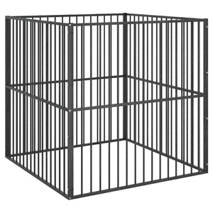 Parco per cani 4 pannelli in acciaio zincato nero 02_0043640
