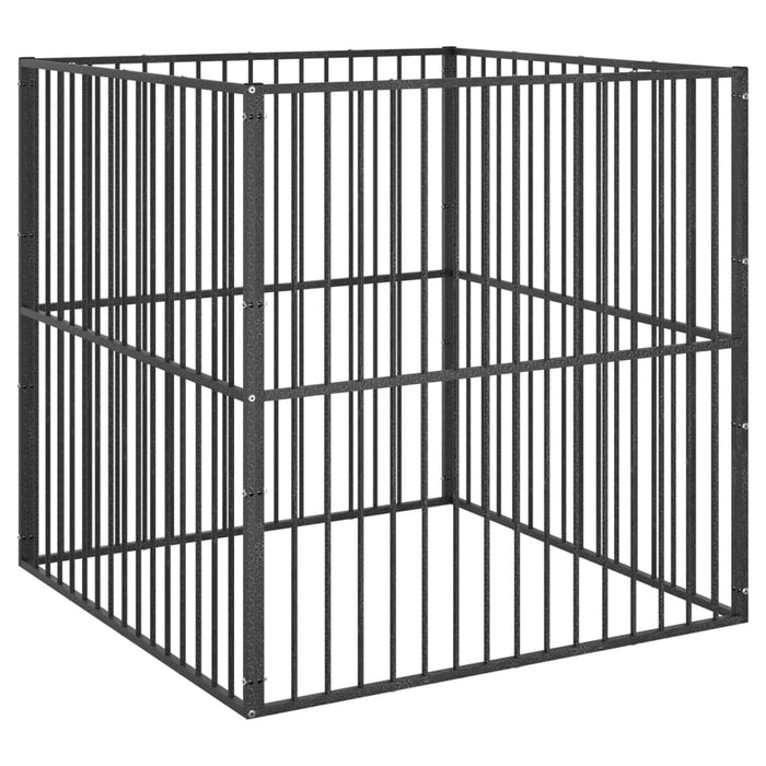 Parco per cani 4 pannelli in acciaio zincato nero 02_0043640