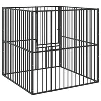 Box per Cani 4 Pannelli Nero Acciaio Zincato