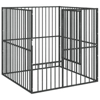 Box per Cani 4 Pannelli Nero Acciaio Zincato 172210