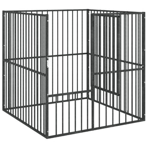 Box per Cani 4 Pannelli Nero Acciaio Zincato 172210