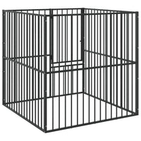 Box per Cani 4 Pannelli Nero Acciaio Zincato