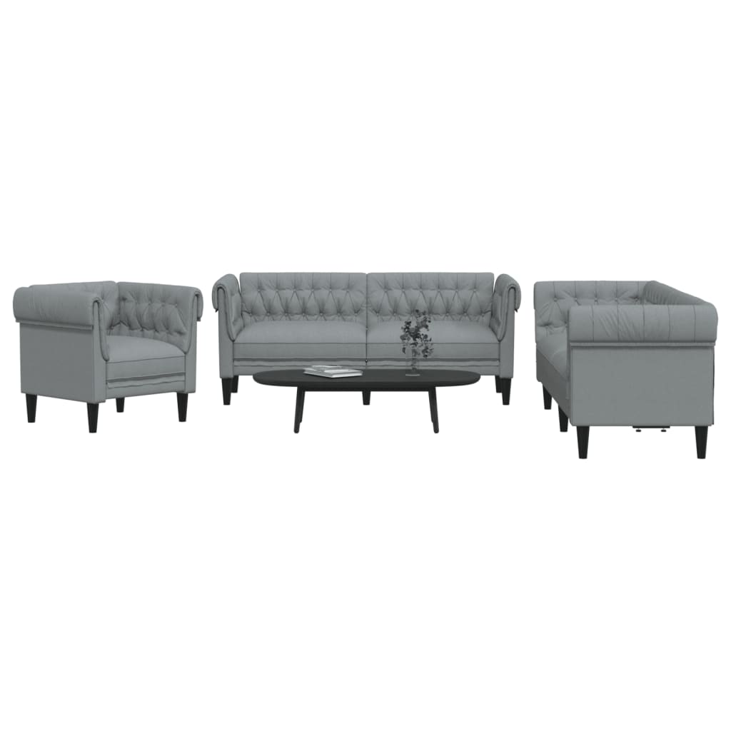 Set di Divani 3 pz Grigio Chiaro in Tessuto 3209191