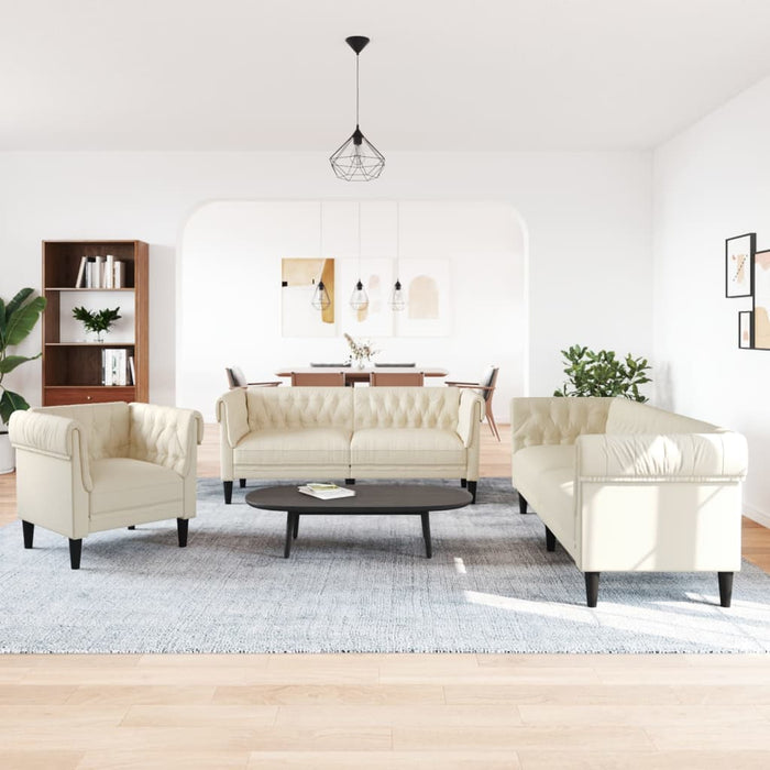 Set di Divani 3 pz Crema in Tessuto 3209198