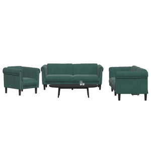 Set di Divani 3 pz Verde Scuro in Velluto 3209211