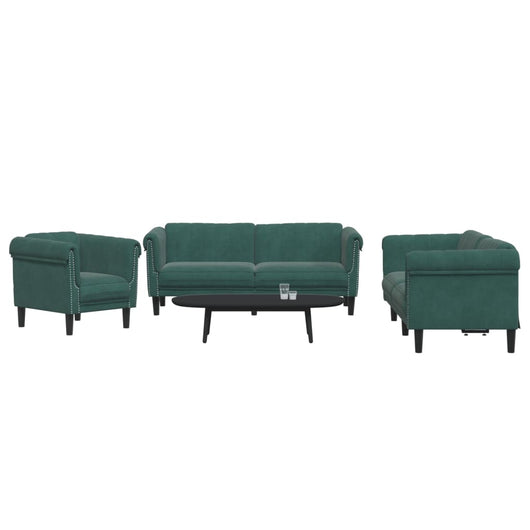 Set di Divani 3 pz Verde Scuro in Velluto 3209211