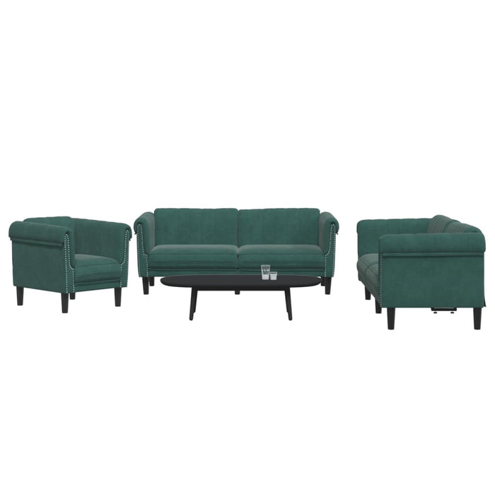 Set di Divani 3 pz Verde Scuro in Vellutocod mxl 91736