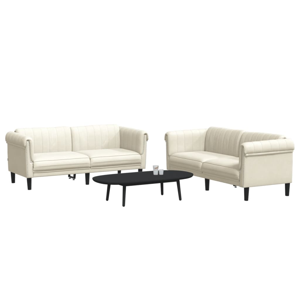 Set di Divani 2 pz Crema in Velluto 3209226