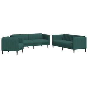 Set di Divani 3 pz Verde Scuro in Tessuto 3209233
