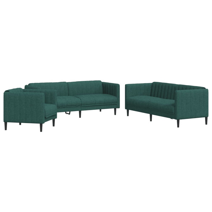 Set di Divani 3 pz Verde Scuro in Tessuto 3209233
