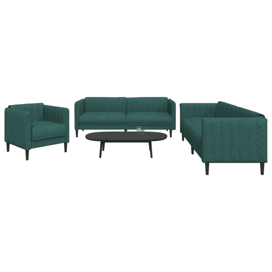 Set di Divani 3 pz Verde Scuro in Tessuto 3209233