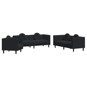 Set di Divani 3 pz con Cuscini Nero in Velluto 3209252