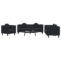 Set di Divani 3 pz con Cuscini Nero in Velluto 3209252