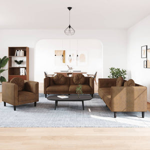 Set di Divani 3 pz con Cuscini Marrone in Velluto 3209256