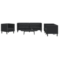 Set Divani Chesterfield 3pz Nero in Similpelle 3209267