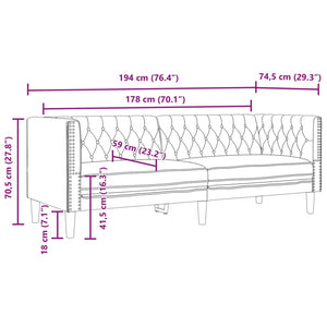 Set Divani Chesterfield 3pz Grigio in Similpelle