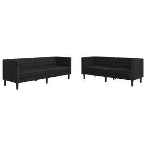 vidaXL Set Divani Chesterfield 2pz Nero in Similpelle