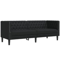 Set Divani Chesterfield 2pz Nero in Similpelle 3209274