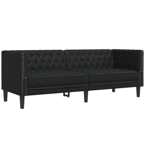 Set Divani Chesterfield 2pz Nero in Similpelle 3209274