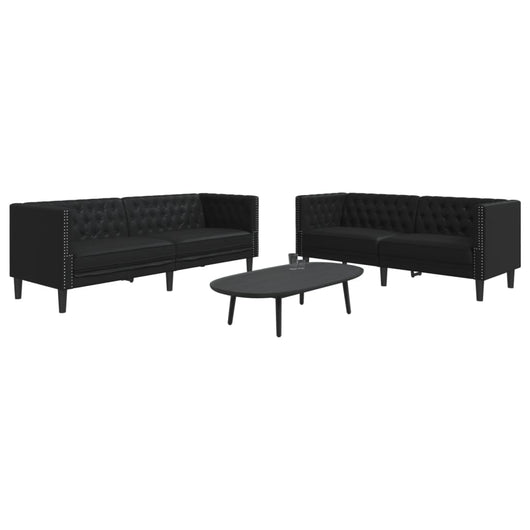 Set Divani Chesterfield 2pz Nero in Similpelle 3209274