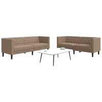 Set Divani Chesterfield 2pz Cappuccino in Similpelle 3209279