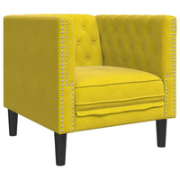 Set Divani Chesterfield 3pz con Cuscini Giallo Velluto