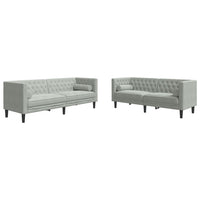 Set Divani Chesterfield 2pz con Cuscini Grigio Chiaro Velluto 3209291