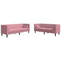 Set Divani Chesterfield 2pz con Cuscini Rosa Velluto 3209294