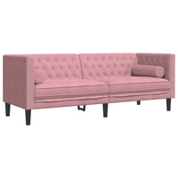 Set Divani Chesterfield 2pz con Cuscini Rosa Velluto 3209294