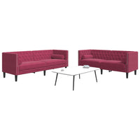 Set Divani Chesterfield 2pz con Cuscini Rosso Vino Velluto 3209295