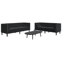 vidaXL Set Divani Chesterfield 2pz con Cuscini Nero Velluto