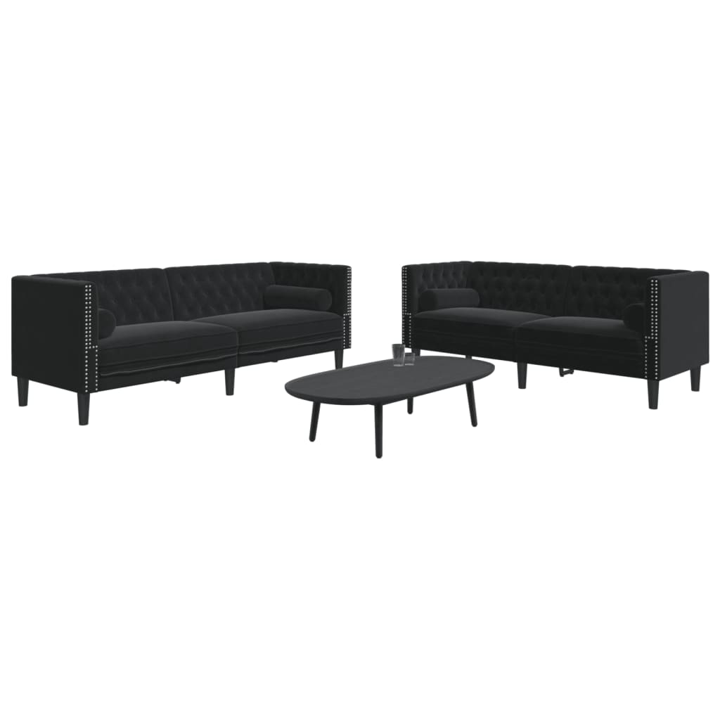 Set Divani Chesterfield 2pz con Cuscini Nero Velluto 3209296