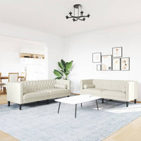 Set Divani Chesterfield 2pz con Cuscini Crema Velluto 3209298