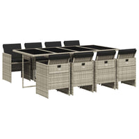 Set Pranzo da Giardino 9pz con Cuscini Grigio Chiaro Polyrattan 3210563