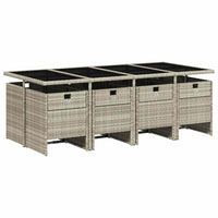 Set Pranzo da Giardino 9pz con Cuscini Grigio Chiaro Polyrattan 3210563