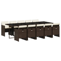 Set da Pranzo da Giardino 11 pz con Cuscini Polyrattan Marrone 3210573