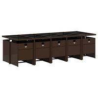 Set da Pranzo da Giardino 11 pz con Cuscini Polyrattan Marrone 3210573