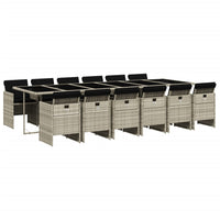 Set da Pranzo da Giardino 13pz con Cuscini Grigio in Polyrattan 3210587
