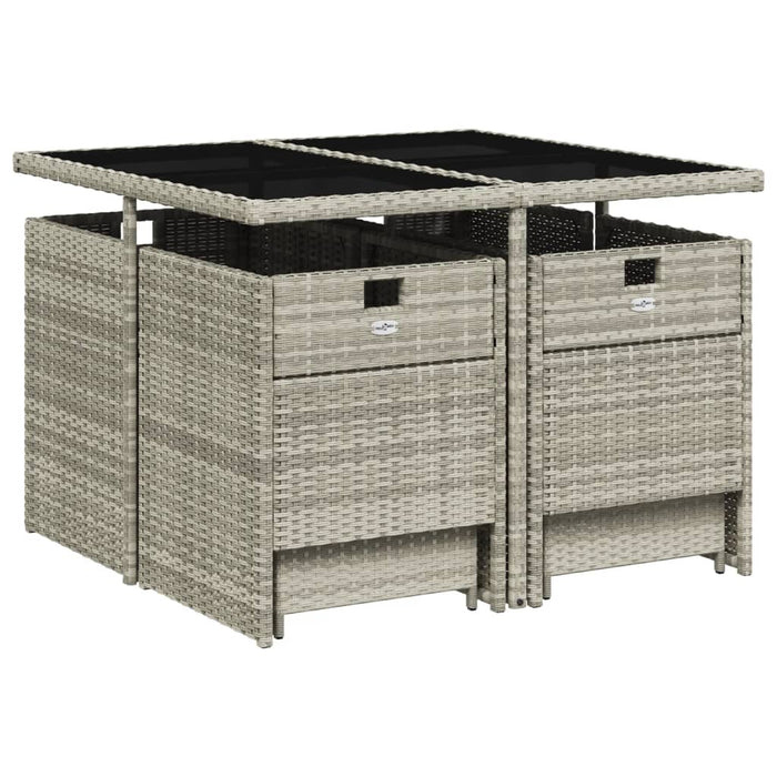 Set Pranzo da Giardino 9pz con Cuscini Grigio Chiaro Polyrattan 3210599