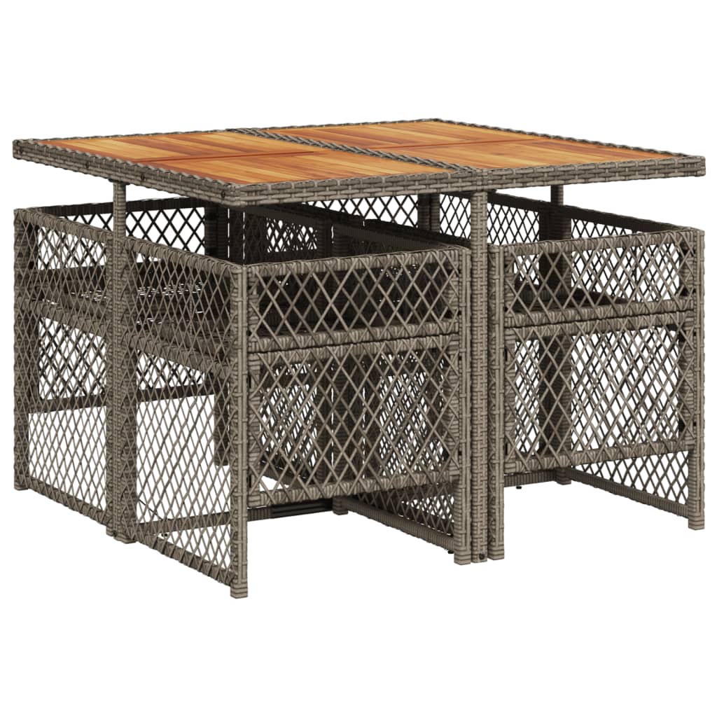 Set da Pranzo da Giardino 5 pz con Cuscini in Polyrattan Grigio 3210722